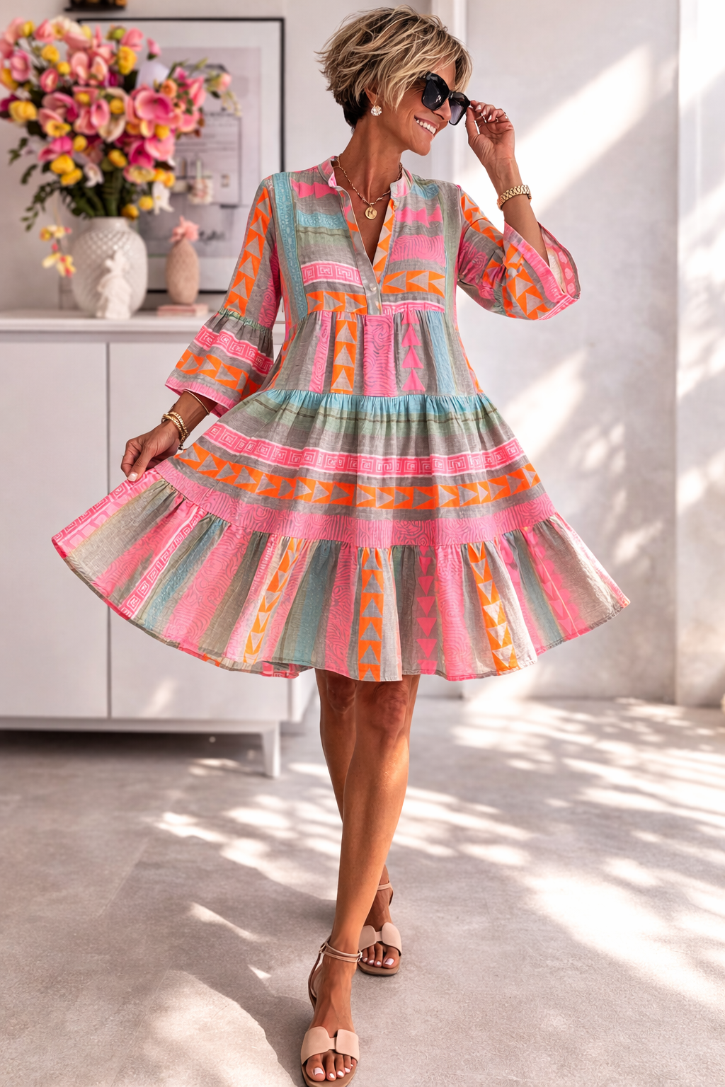 Lucy | Patterned Midi Dress
