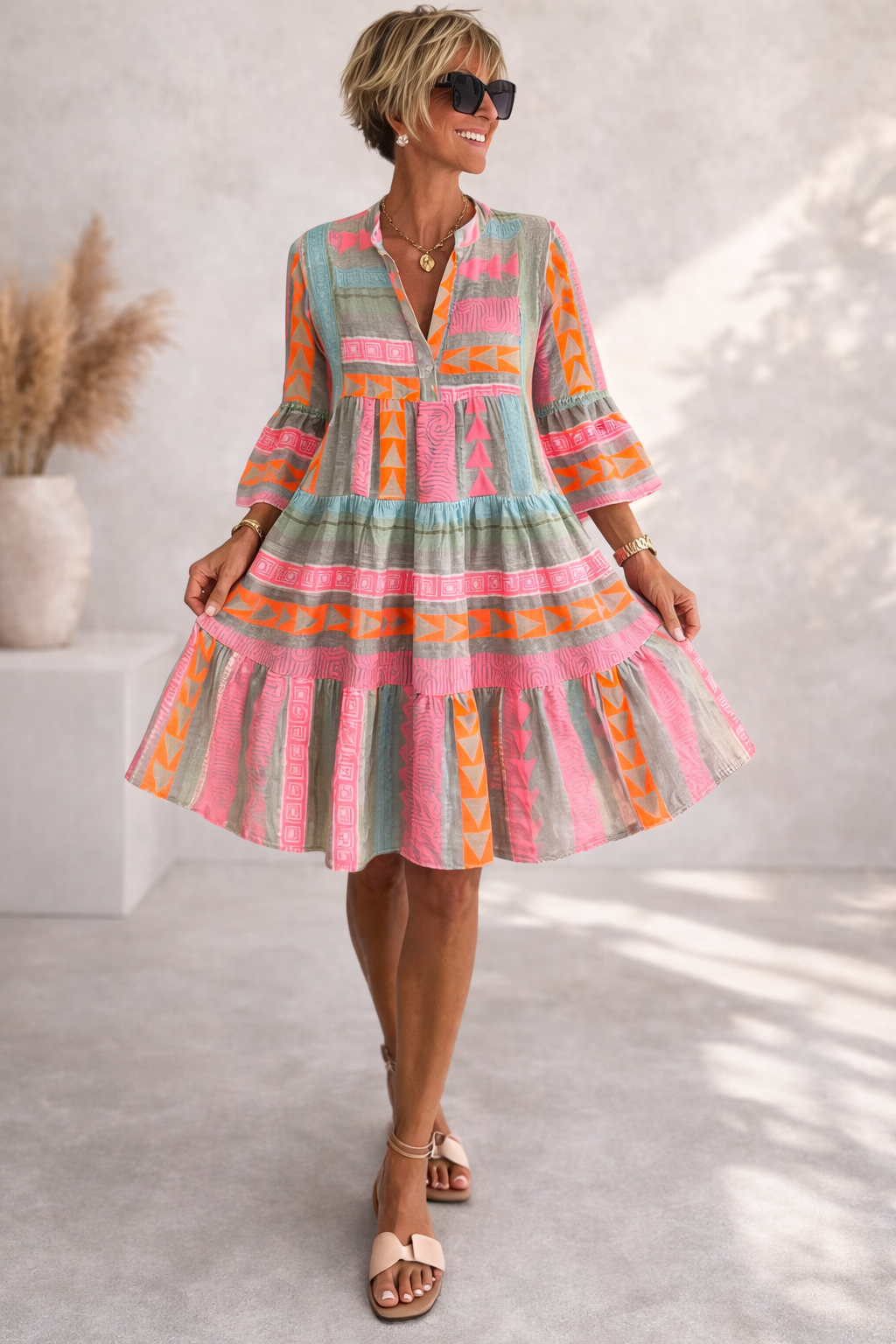 Lucy | Patterned Midi Dress